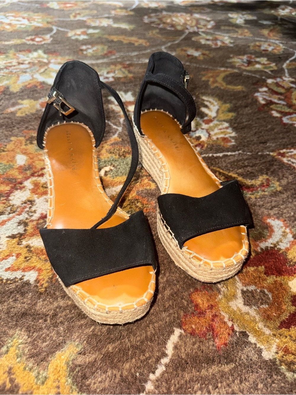 Kelly & Katie Black Espadrille Wedge Sandals
